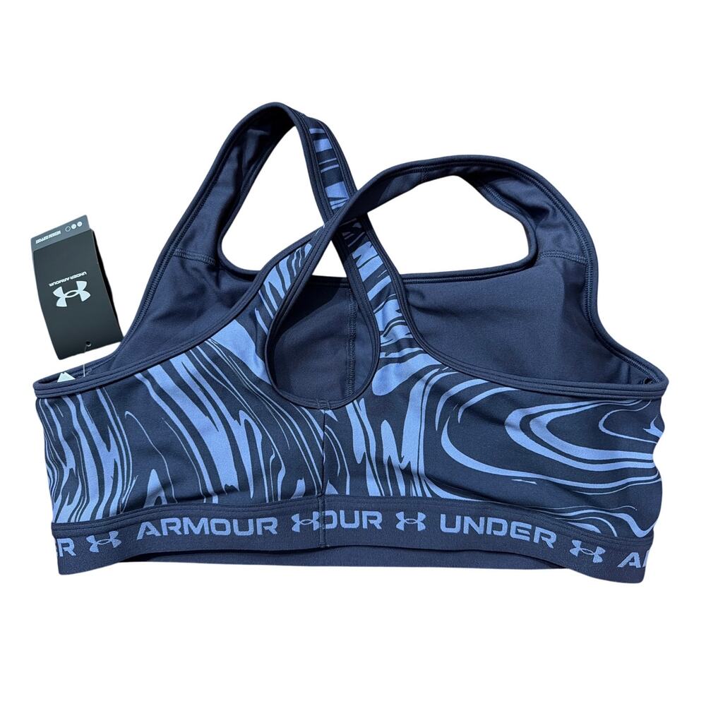 Under Armour Women's Plus Size Mid Crossback Print Sports Bra Purple Size 3X New - Picture 2 of 5